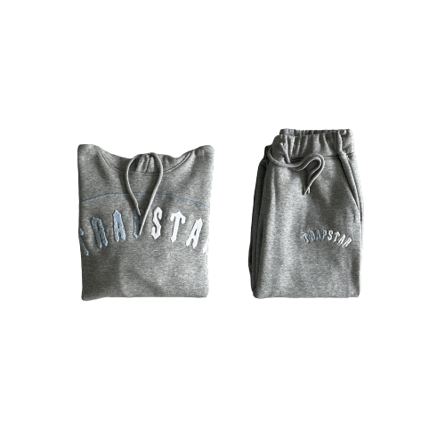 Trapstar Grey/Blue/White Irongate Chenille Arch Hoodie Tracksuit
